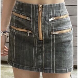 Urban Outfitters Y2K Skirt Gray Denim Retro Grunge Goth Rock Punk Zippers Sz S
